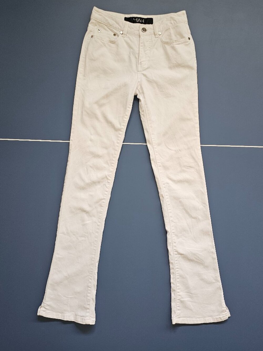 YAH White Jeans Women Low Rise Stretch Semi Slim Flare Hem Waist 23–24 Korea